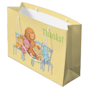 Five Cuddly and Colourful Bears On Chairs Large Gift Bag