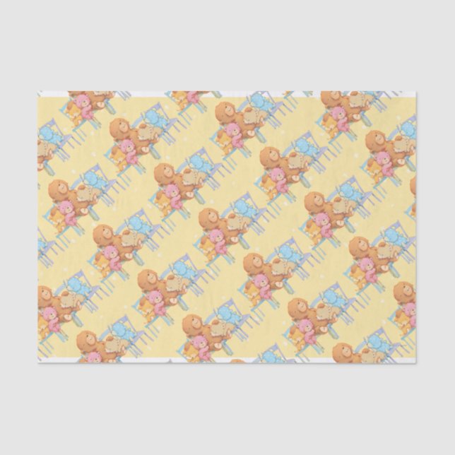 Five Cuddly and Colourful Bears On Chairs Tissue Paper (Front)