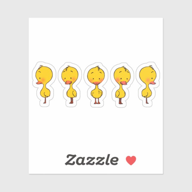 Five Cute Cartoon Yellow Ducks (Sheet)