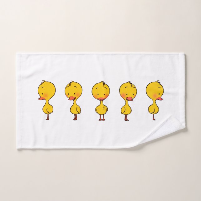Five Cute Cartoon Yellow Ducks Bath Towel Set (Hand Towel)