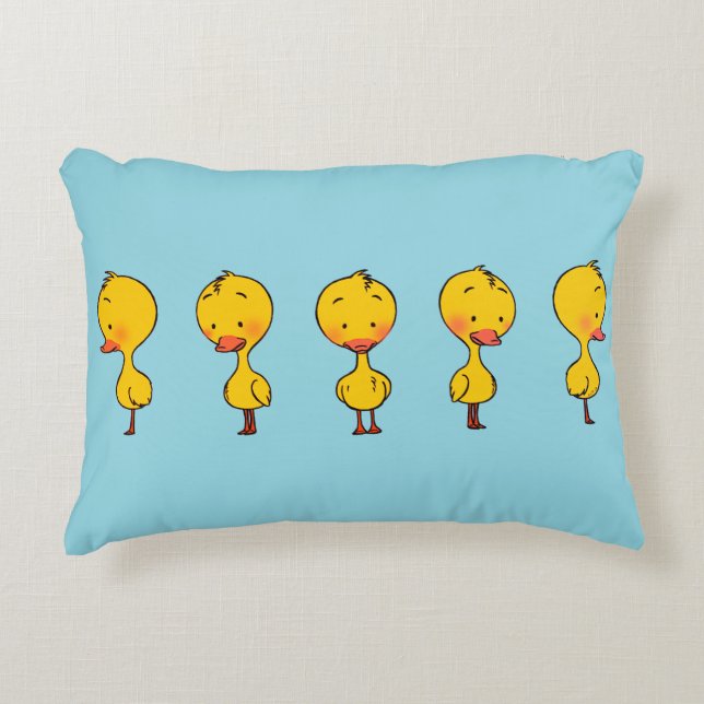 Five Cute Cartoon Yellow Ducks Decorative Cushion (Front)