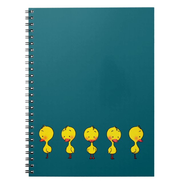 Five Cute Cartoon Yellow Ducks Notebook (Front)