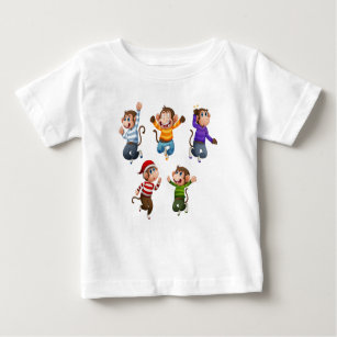five cute little monkeys jumping for joy2 baby T-Shirt