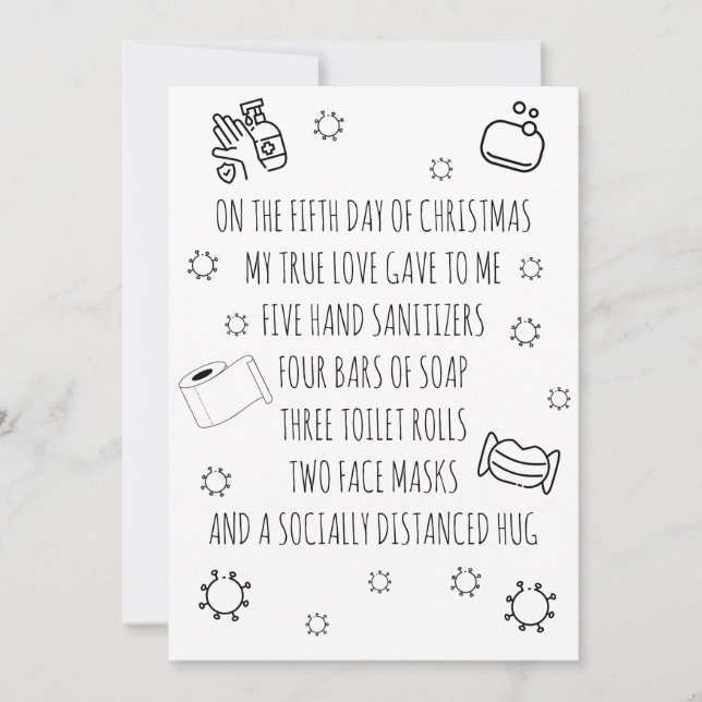 Five Days of Covid Christmas Funny Holiday Card (Front)