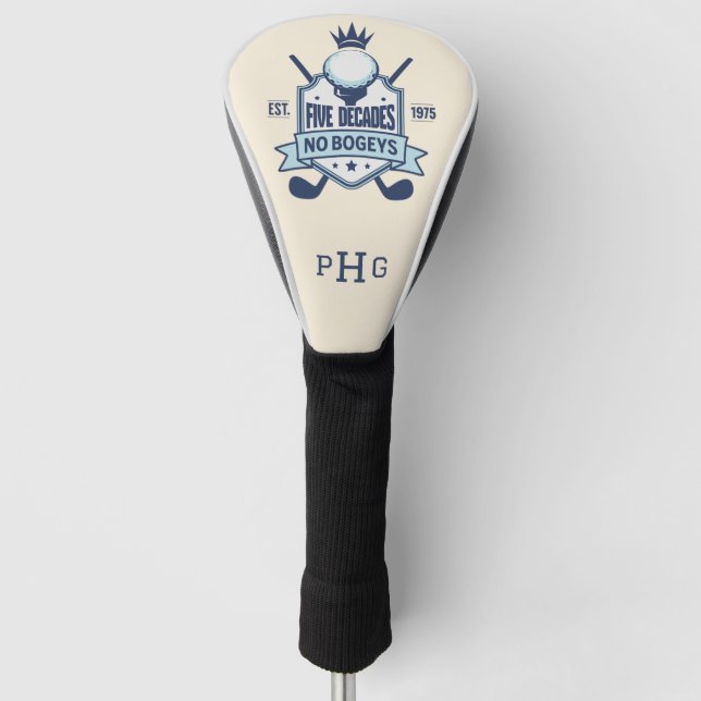 Five Decades No Bogeys Personalised  Golf Head Cover (Front)