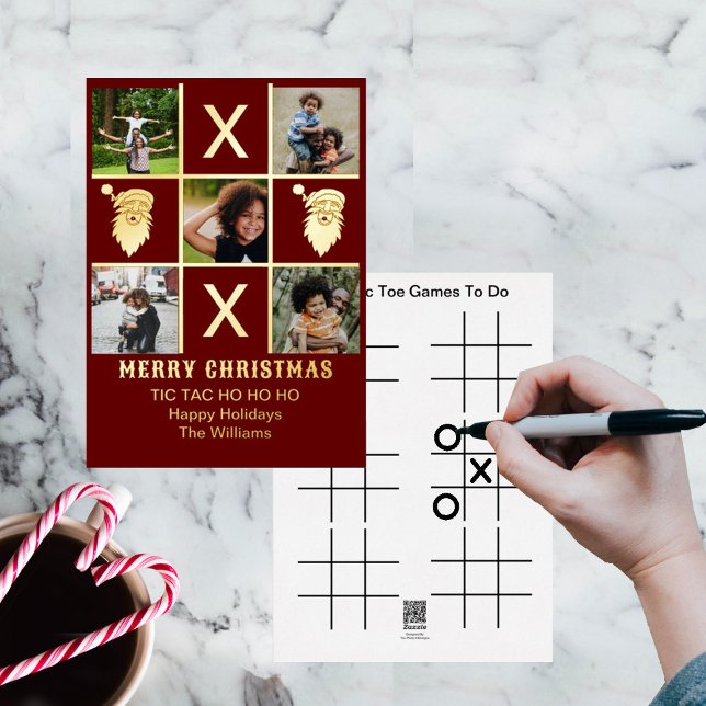 Five Family Photo Tic Tac Toe Ho Ho Ho Christmas (Creator Uploaded)