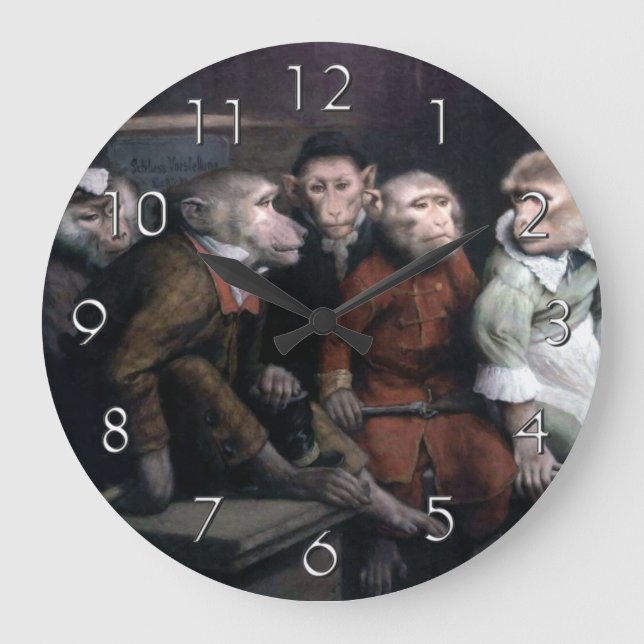 Five Fancy Monkeys Large Clock (Front)