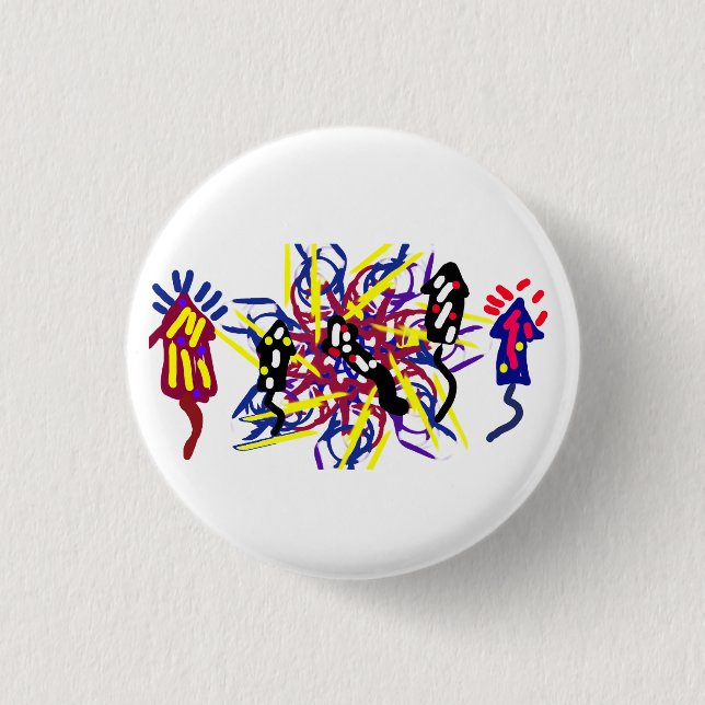 Five fireworks fun  3 cm round badge (Front)
