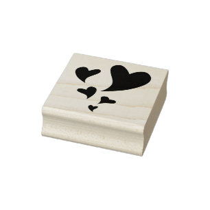 Five Floating Hearts of Graduating Sizes Rubber Stamp