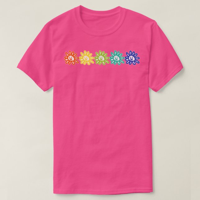 Five Flower Left Graphic T-Shirt (Design Front)