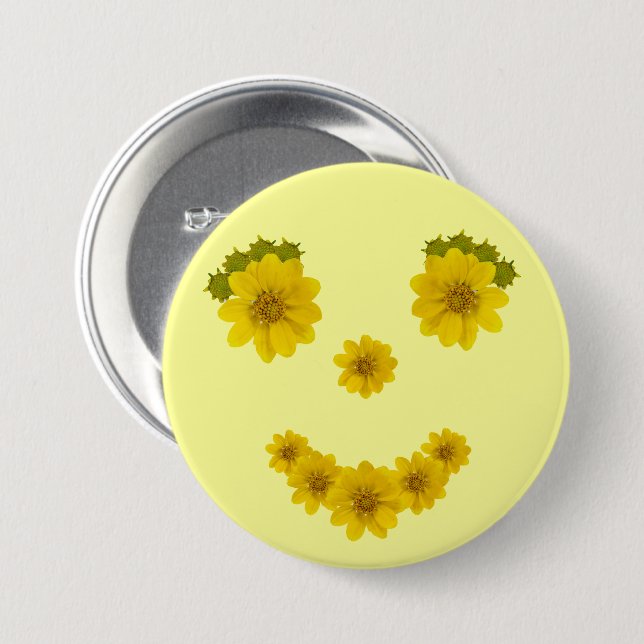 Five Flower Smile 7.5 Cm Round Badge (Front & Back)