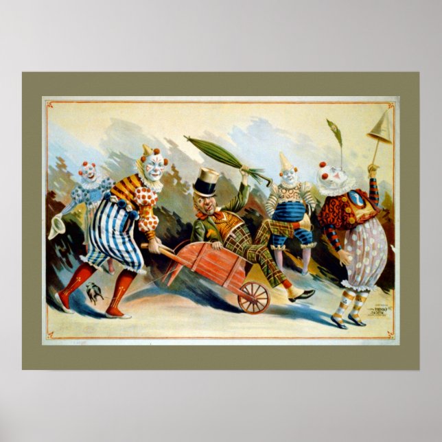 Five French Clowns Vintage Illustration Poster (Front)