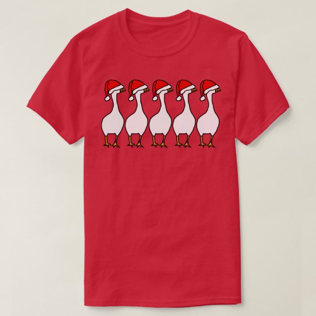 Five Gaming Goose Christmas Santa Hat T-Shirt (Design Front)