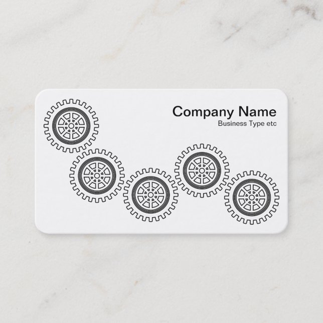 Five Gears - Black and White Business Card (Front)
