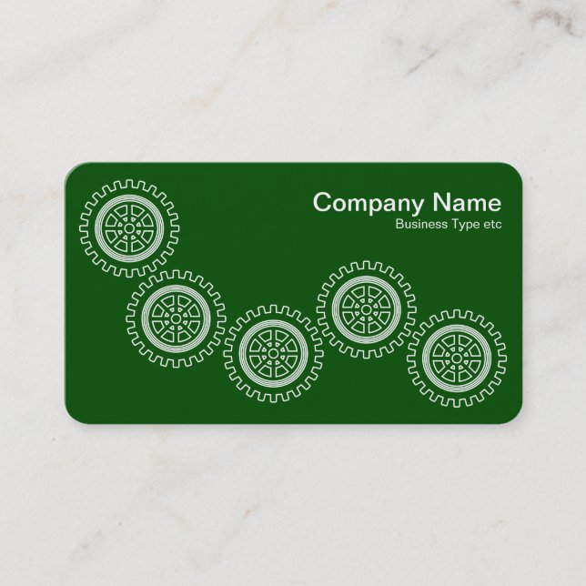 Five Gears - Dark Green - Grey Back Business Card (Front)