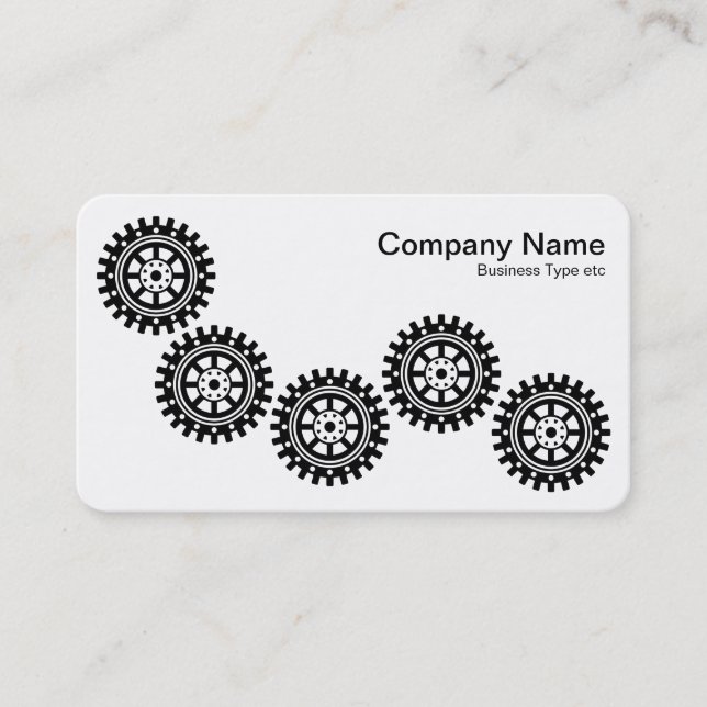 Five Gears II - Black and White Business Card (Front)