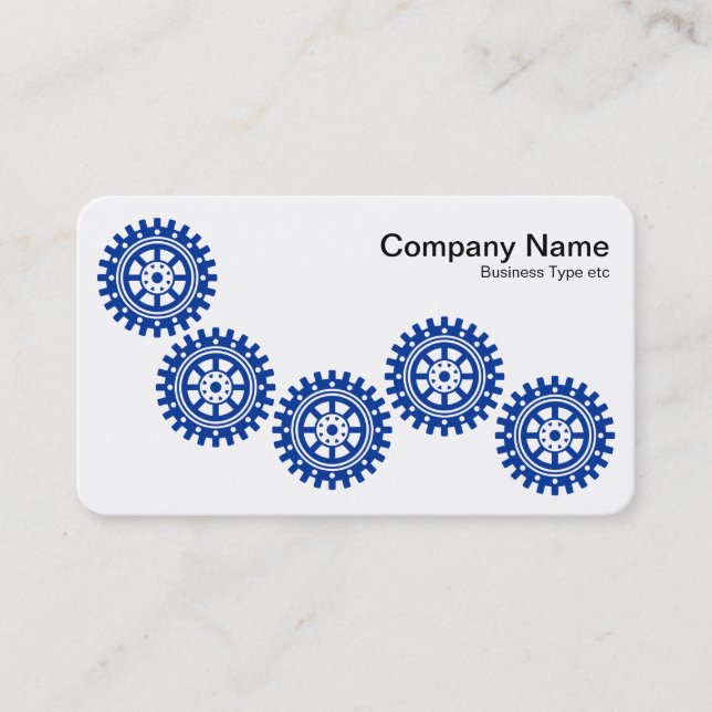 Five Gears II - Navy Blue and White Business Card (Front)