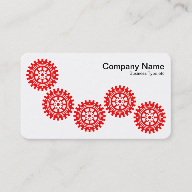 Five Gears II - Red and White Business Card (Front)