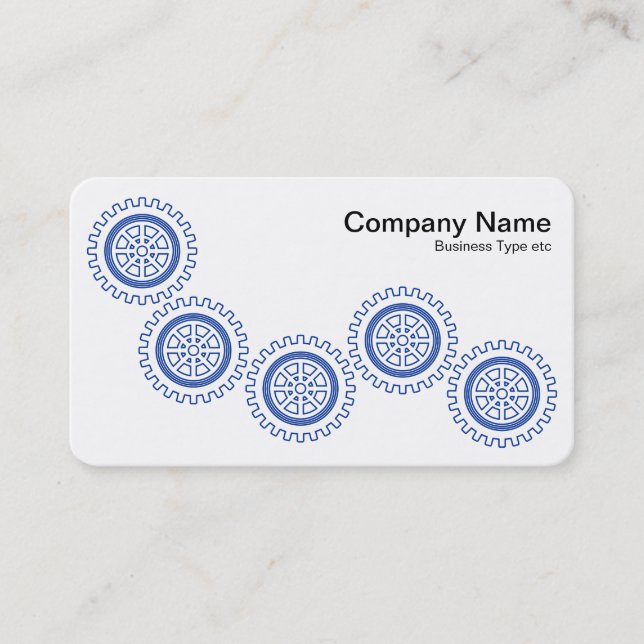 Five Gears - Navy Blue and White - Grey Back Business Card (Front)