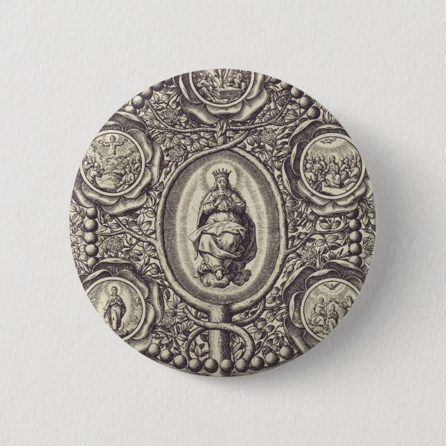Five glorious mysteries 6 cm round badge (Front)