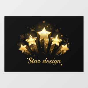 Five gold stars on black
