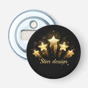 Five gold stars on black bottle opener