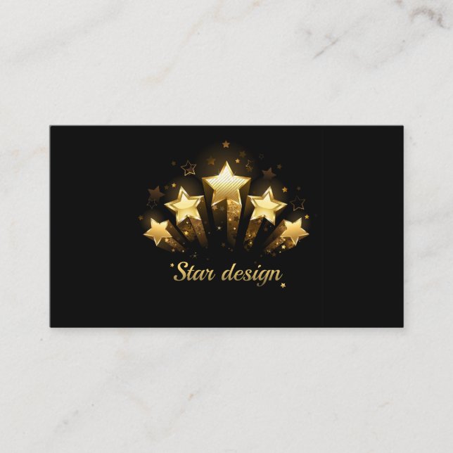 Five gold stars on black business card (Front)