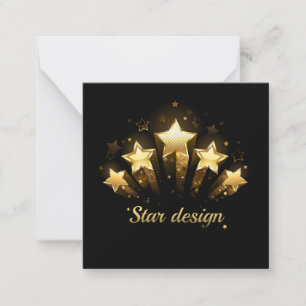 Five gold stars on black card
