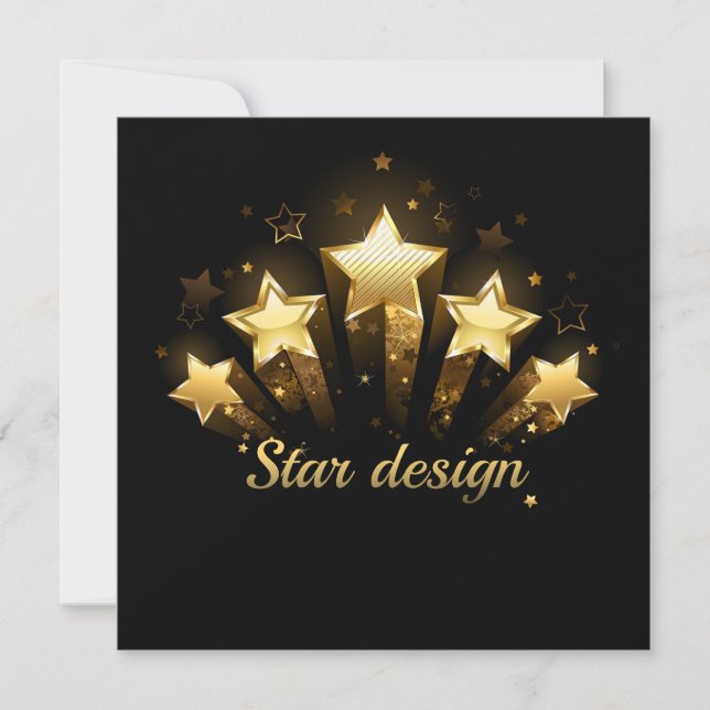 Five gold stars on black card (Front)