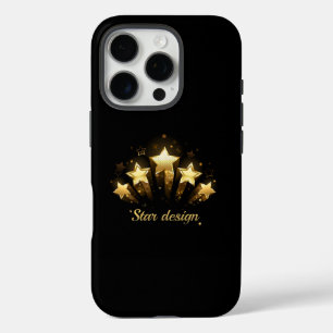 Five gold stars on black iPhone 16 pro case