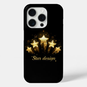 Five gold stars on black iPhone 15 pro case