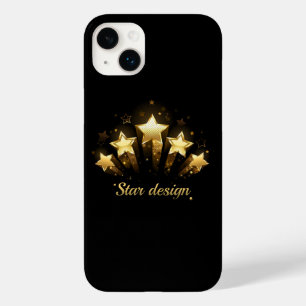 Five gold stars on black Case-Mate iPhone 14 plus case