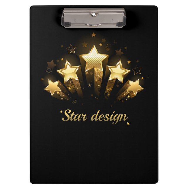 Five gold stars on black clipboard (Front)