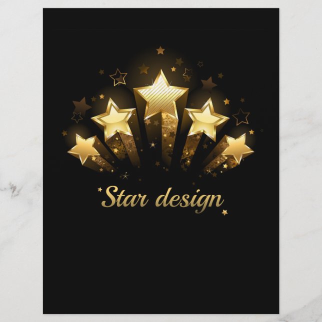 Five gold stars on black custom letterhead (Front)