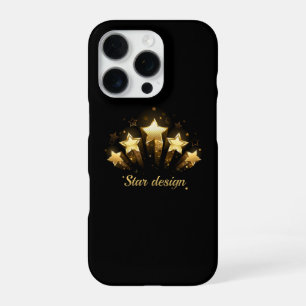 Five gold stars on black iPhone 16 pro case
