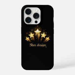Five gold stars on black iPhone 15 pro case