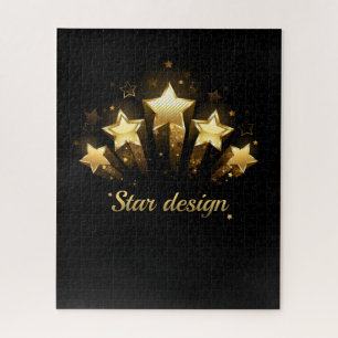 Five gold stars on black jigsaw puzzle