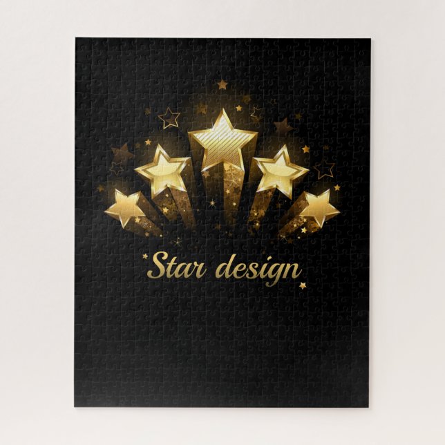 Five gold stars on black jigsaw puzzle (Vertical)