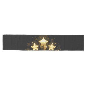 Five gold stars on black medium table runner