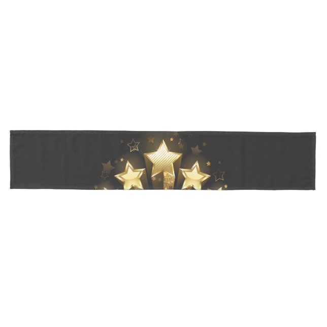 Five gold stars on black medium table runner (Horizontal)