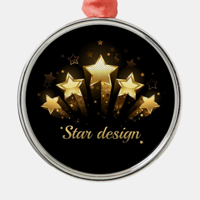 Five gold stars on black metal tree decoration (Front)