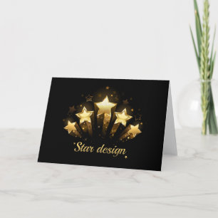 Five gold stars on black note card