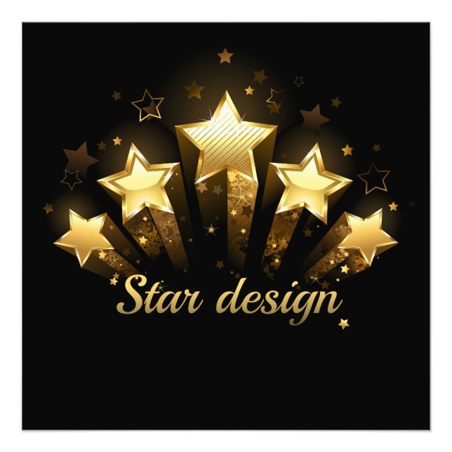 Five gold stars on black photo print (Front)