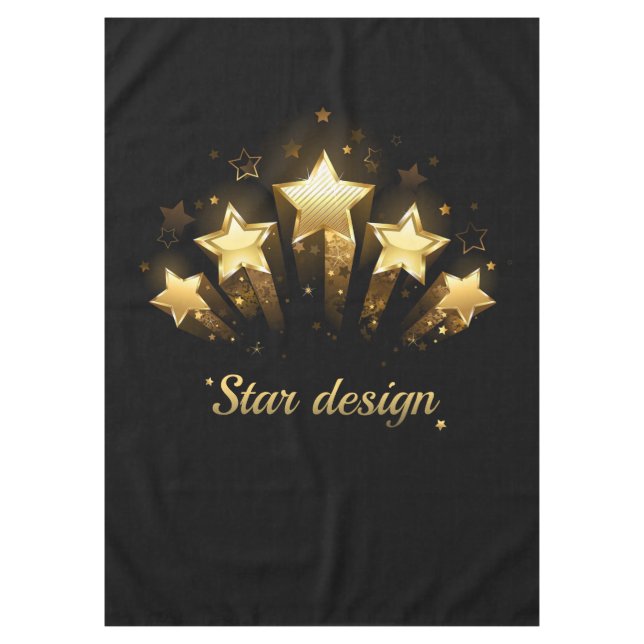 Five gold stars on black tablecloth (Front)