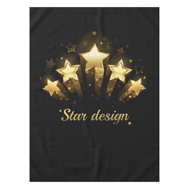 Five gold stars on black tablecloth (Front)