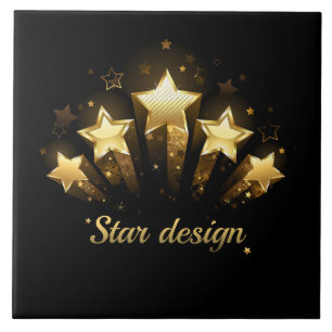 Five gold stars on black tile