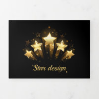 Five gold stars on black