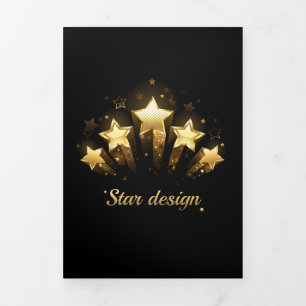 Five gold stars on black Tri-Fold programme