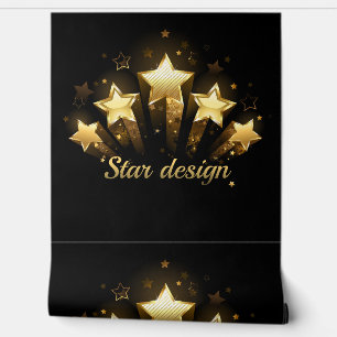 Five gold stars on black wallpaper