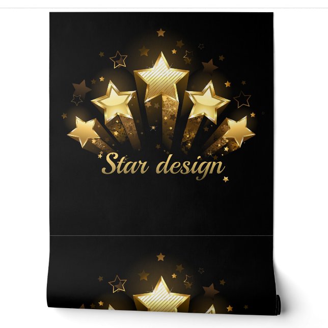 Five gold stars on black wallpaper (Unrolling)